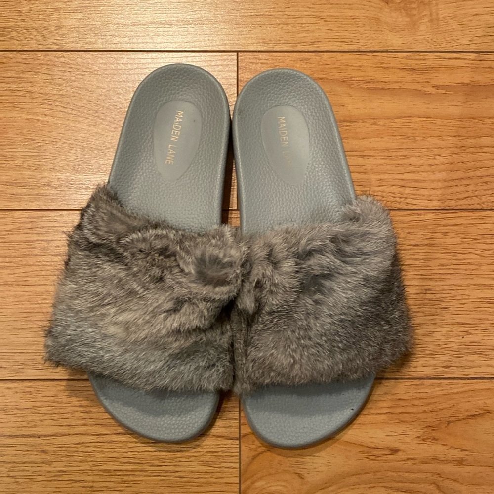 Maiden Lane Fur Sandals